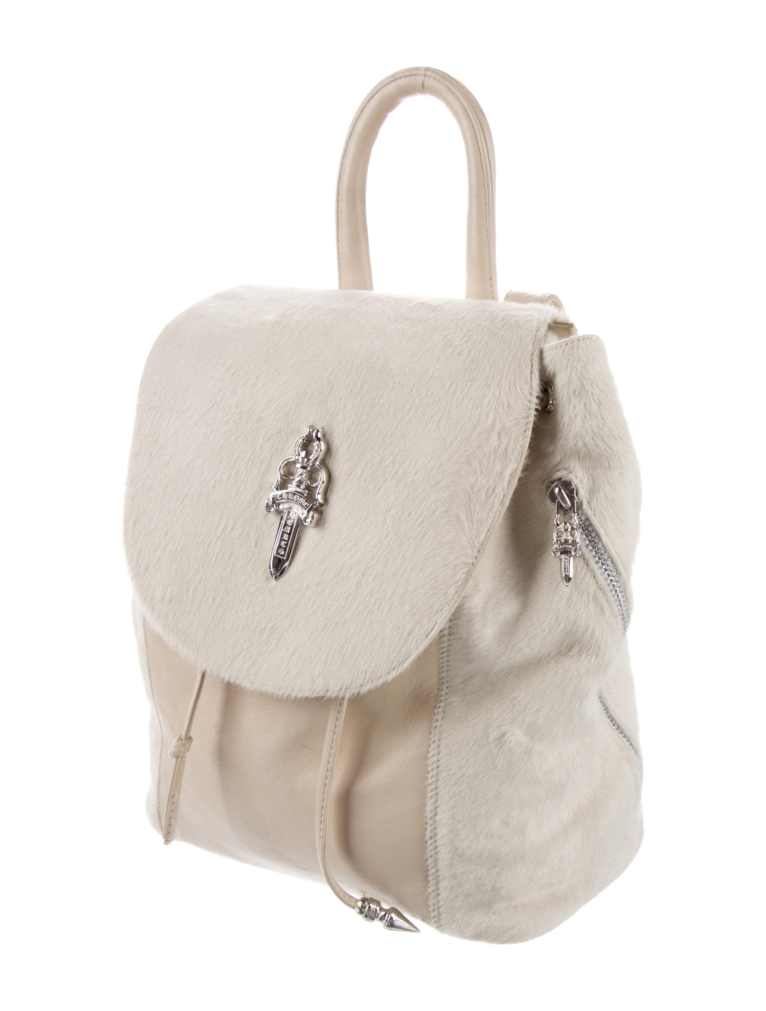 Chrome Hearts FurTrimmmed Mini Iggy Backpack White Backpacks