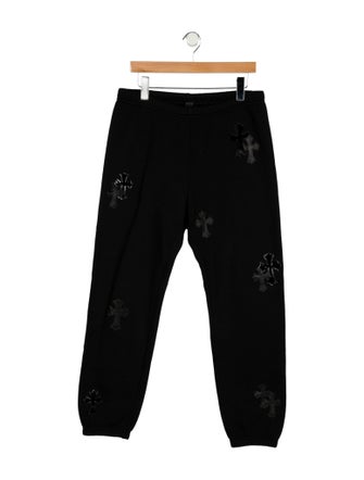 Chrome Hearts Leather And Pony Cross Patch Sweatpants