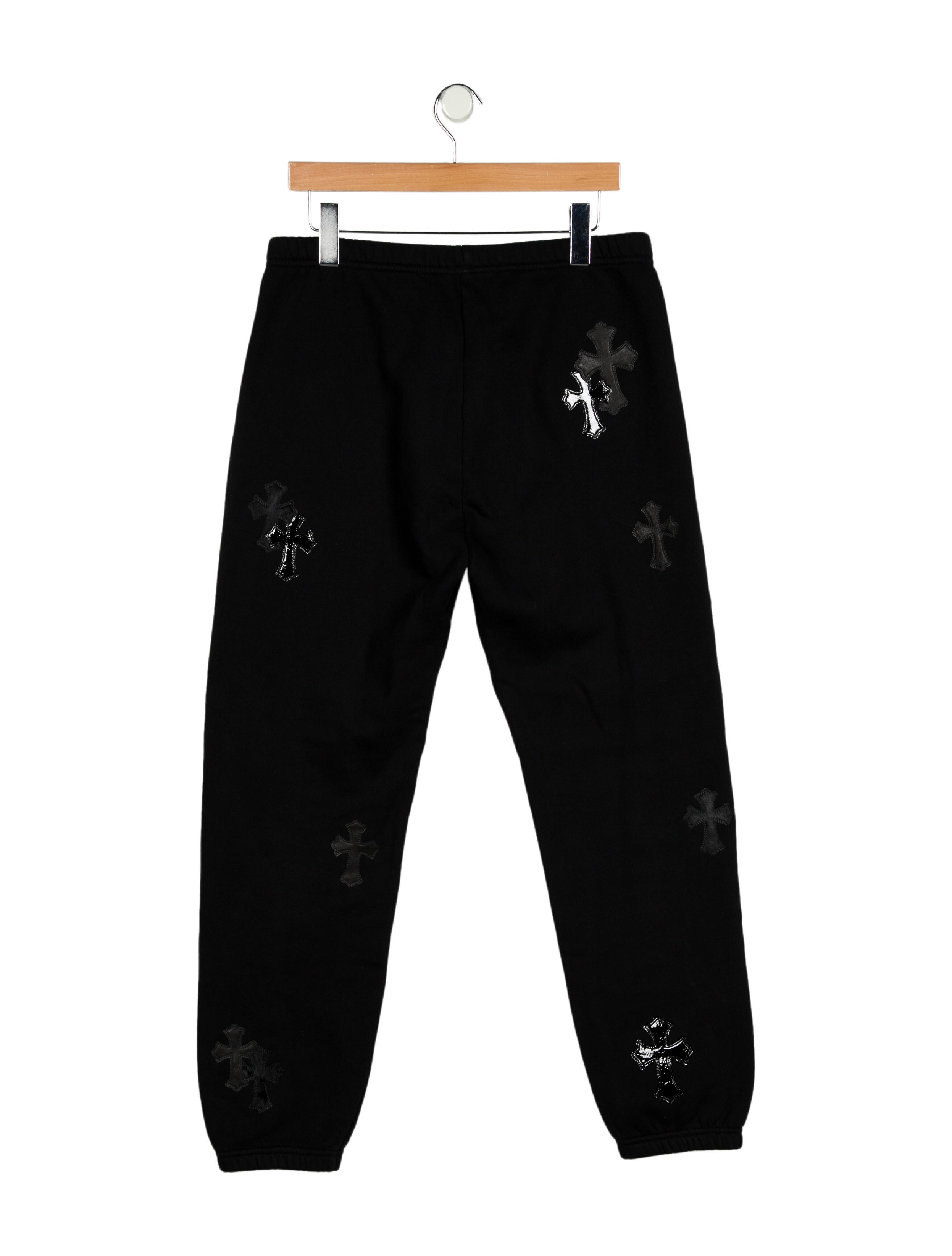Chrome Hearts Leather And Pony Cross Patch Sweatpants