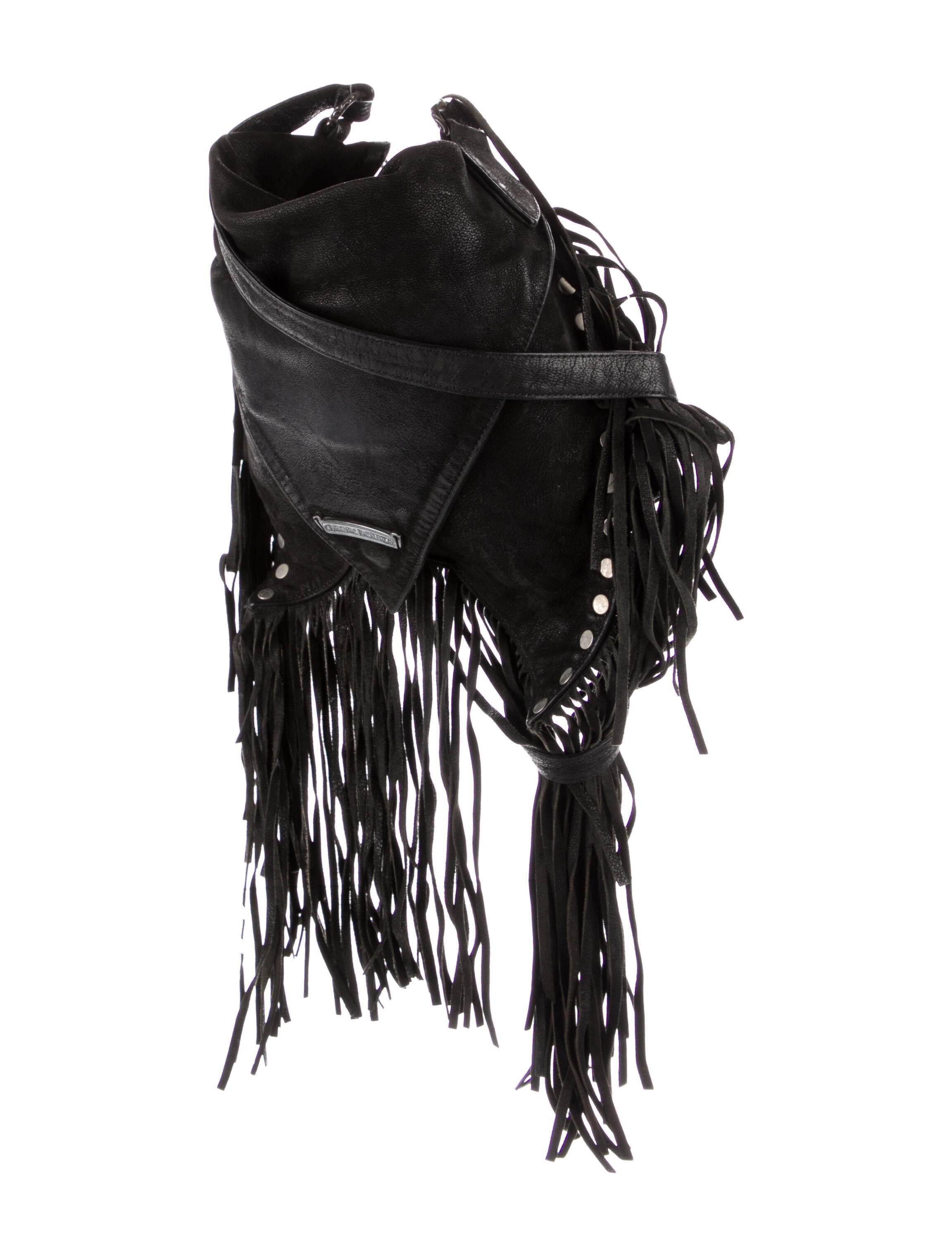 Chrome Hearts Suede Fringe Messenger Black Shoulder Bags, Handbags