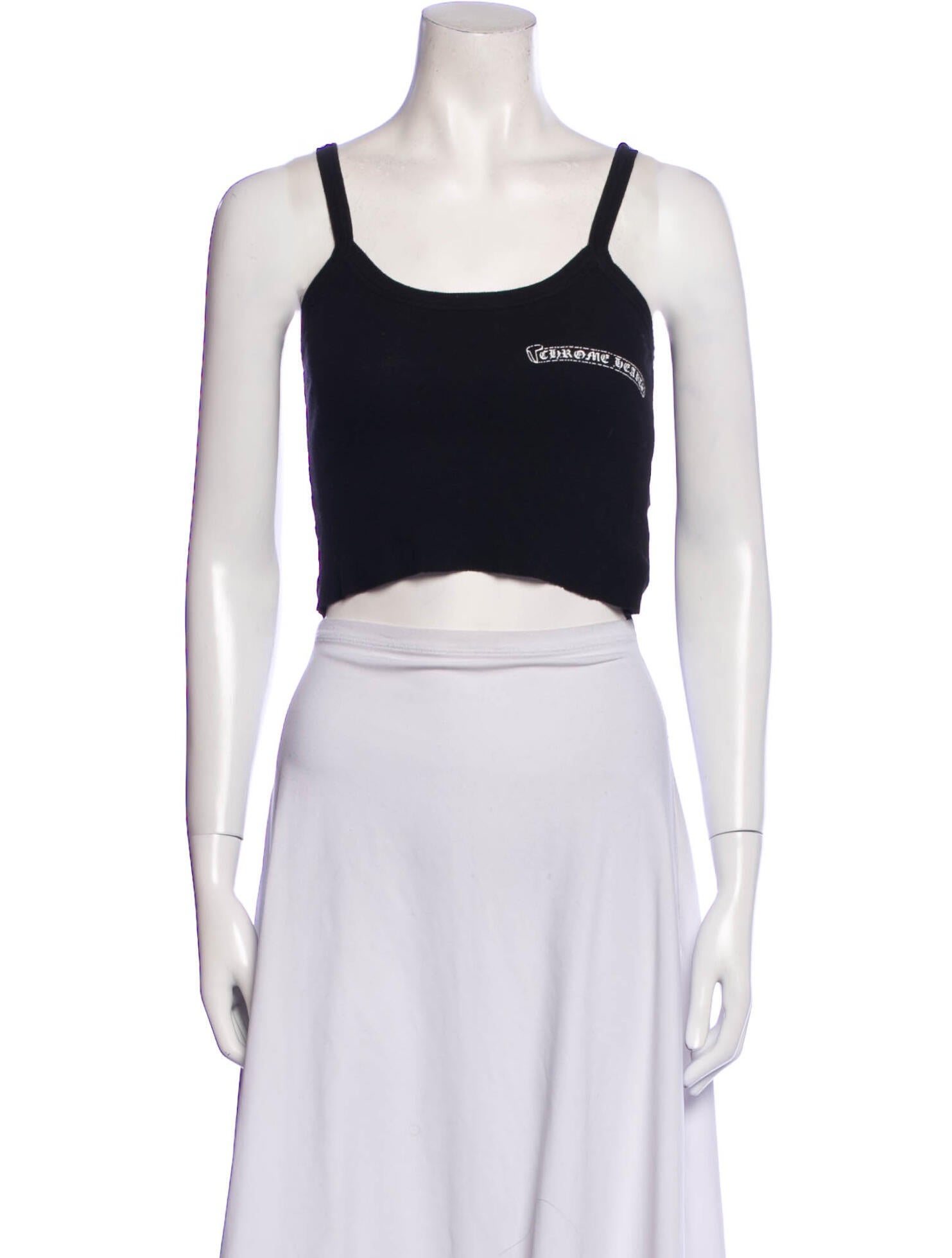 Chrome Hearts Horseshoe Graphic Print Crop Top Black Tops, Clothing