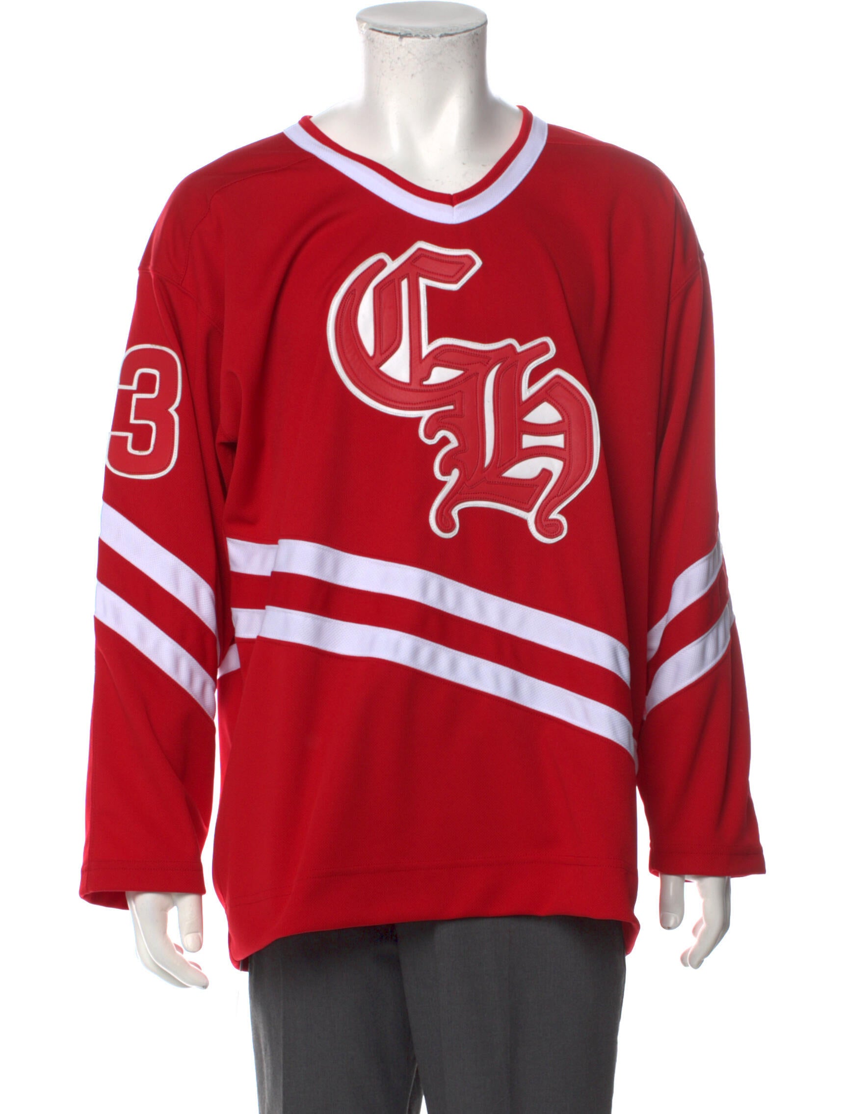 Chrome Hearts × Matty Boy / Chomper Jersey Red Chrome Hearts Matty Boy Chomper Hockey Jersey Striped T
