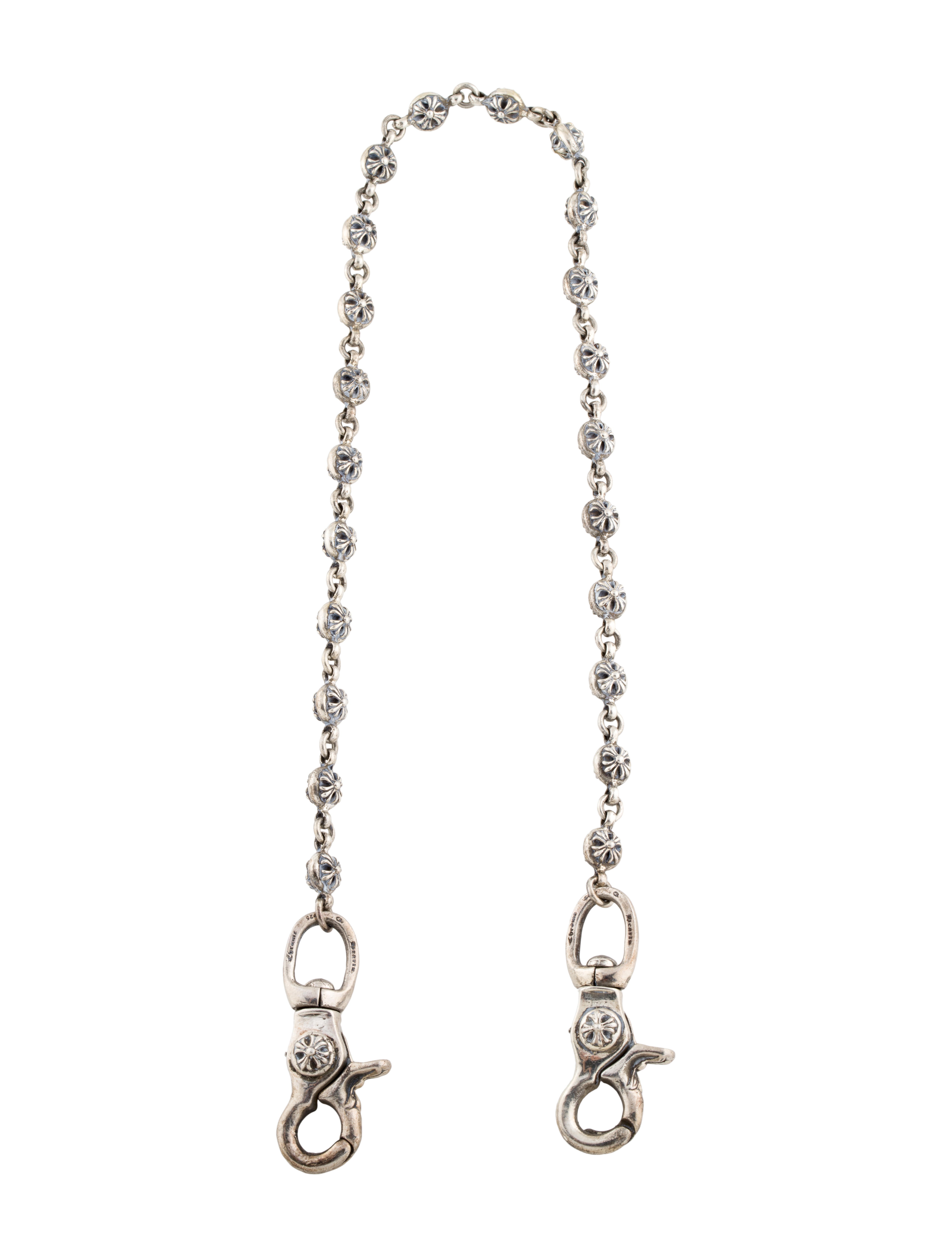 Chrome Hearts Double Claw Cross Ball Wallet Chain - Silver