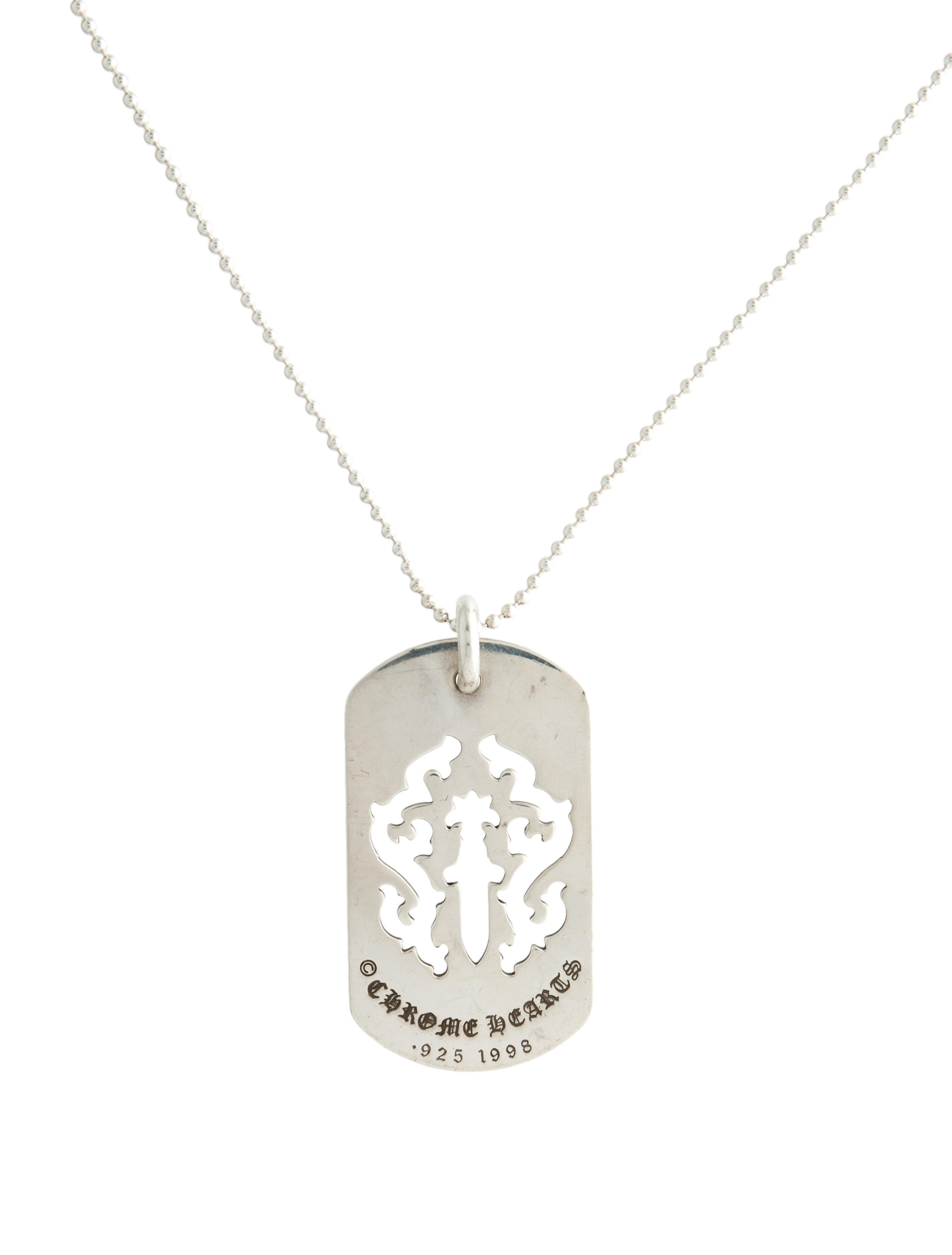 Chrome Hearts CutOut Dagger Dog Tag Pendant Sterling Silver Pendant
