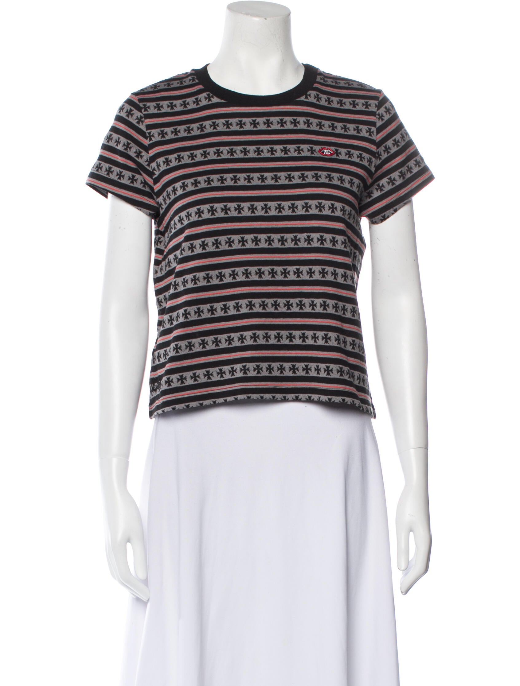 クロムハーツ★Teens From Mars Striped Chomper Tシャツ Chrome Hearts Teens From Mars Striped Plus Cross T-Shirt