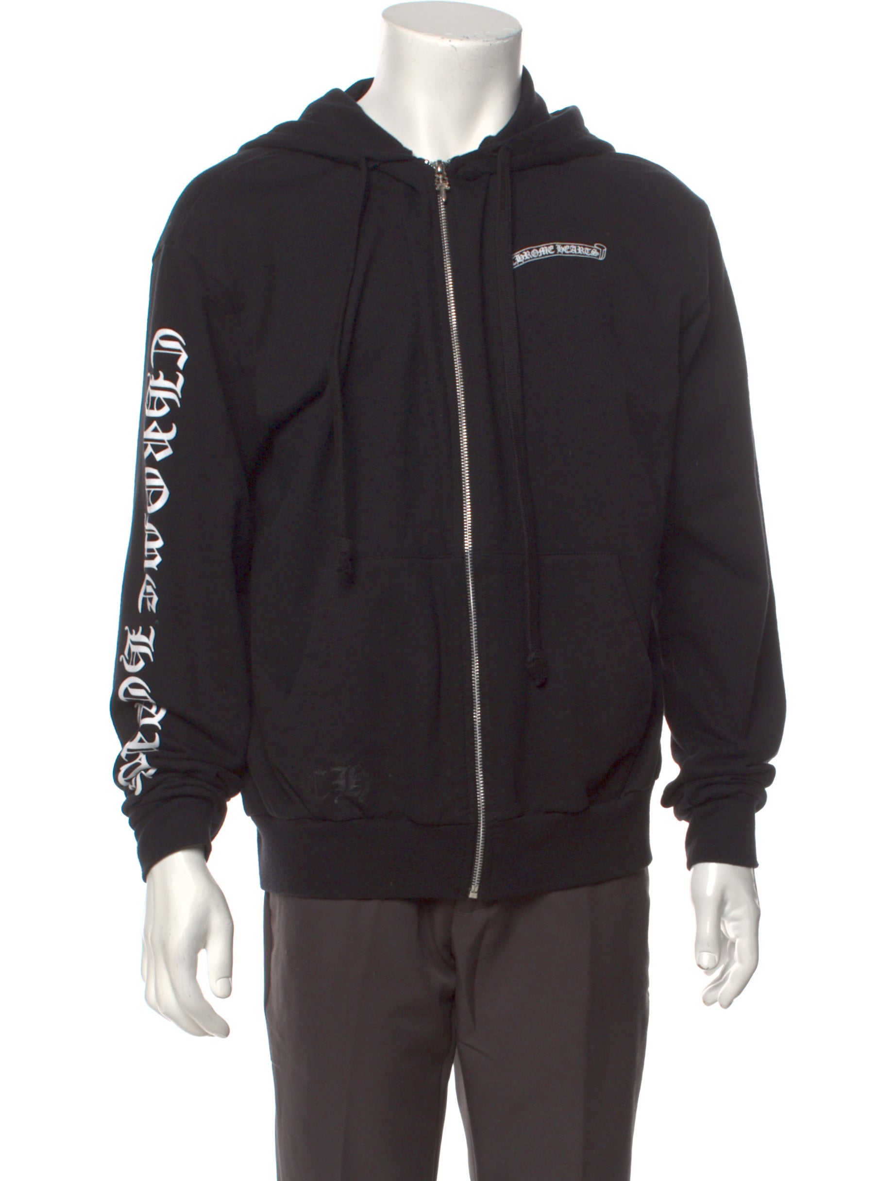 【Chrome Hearts】 Scroll Logo Fleece Zip-Up Hoodie Black Chrome Hearts Scroll Zip-Up Hoodie Black – YankeeKicks Online