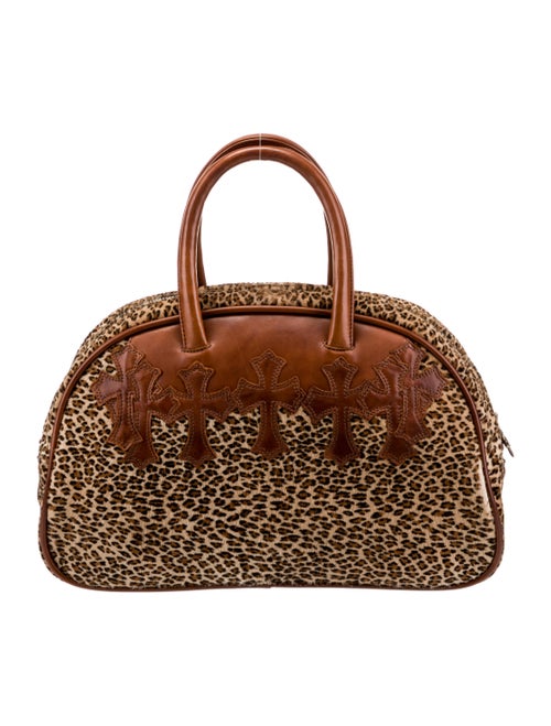Chrome Hearts Leopard Print Cross Patch Duffle Bag
