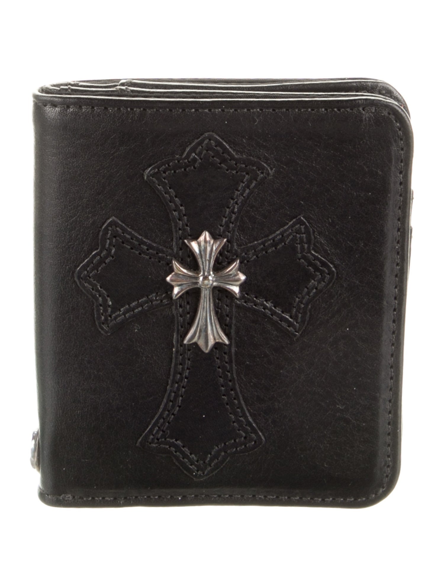 Chrome Hearts Maltese Cross Bi-Fold Leather Compact Wallet - Black