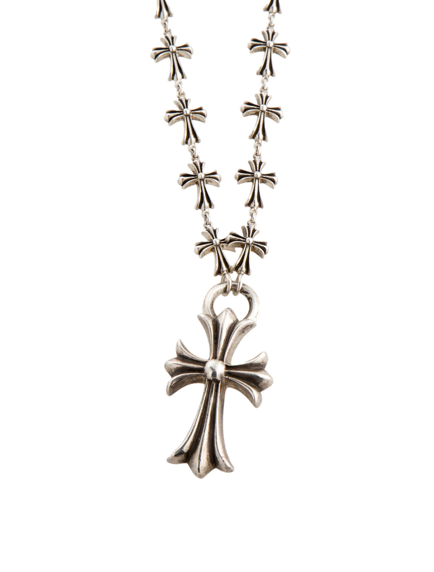 Chrome Hearts Cross Pendant & Cross Station Necklace
