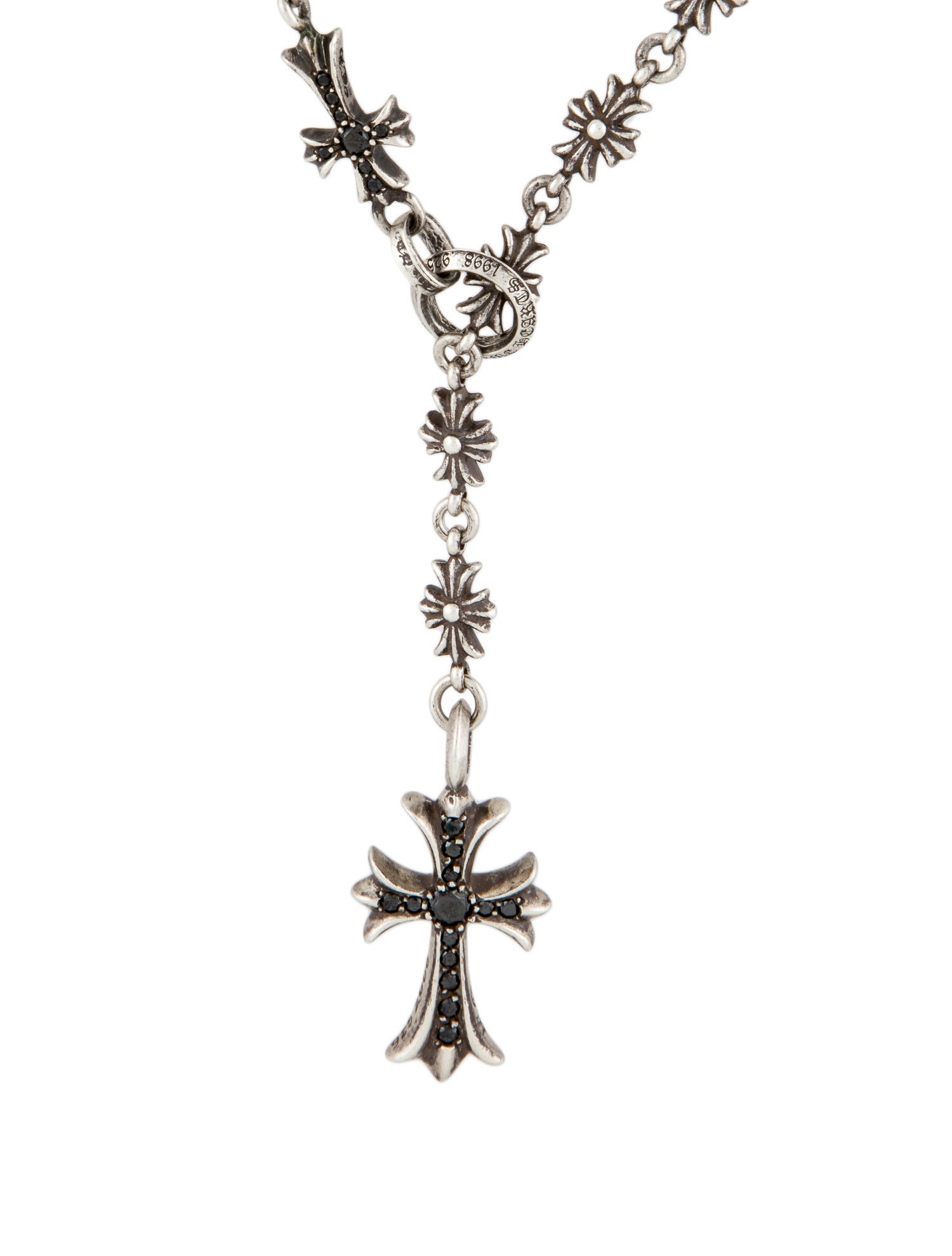 Chrome Hearts Diamond Cross Lariat Necklace
