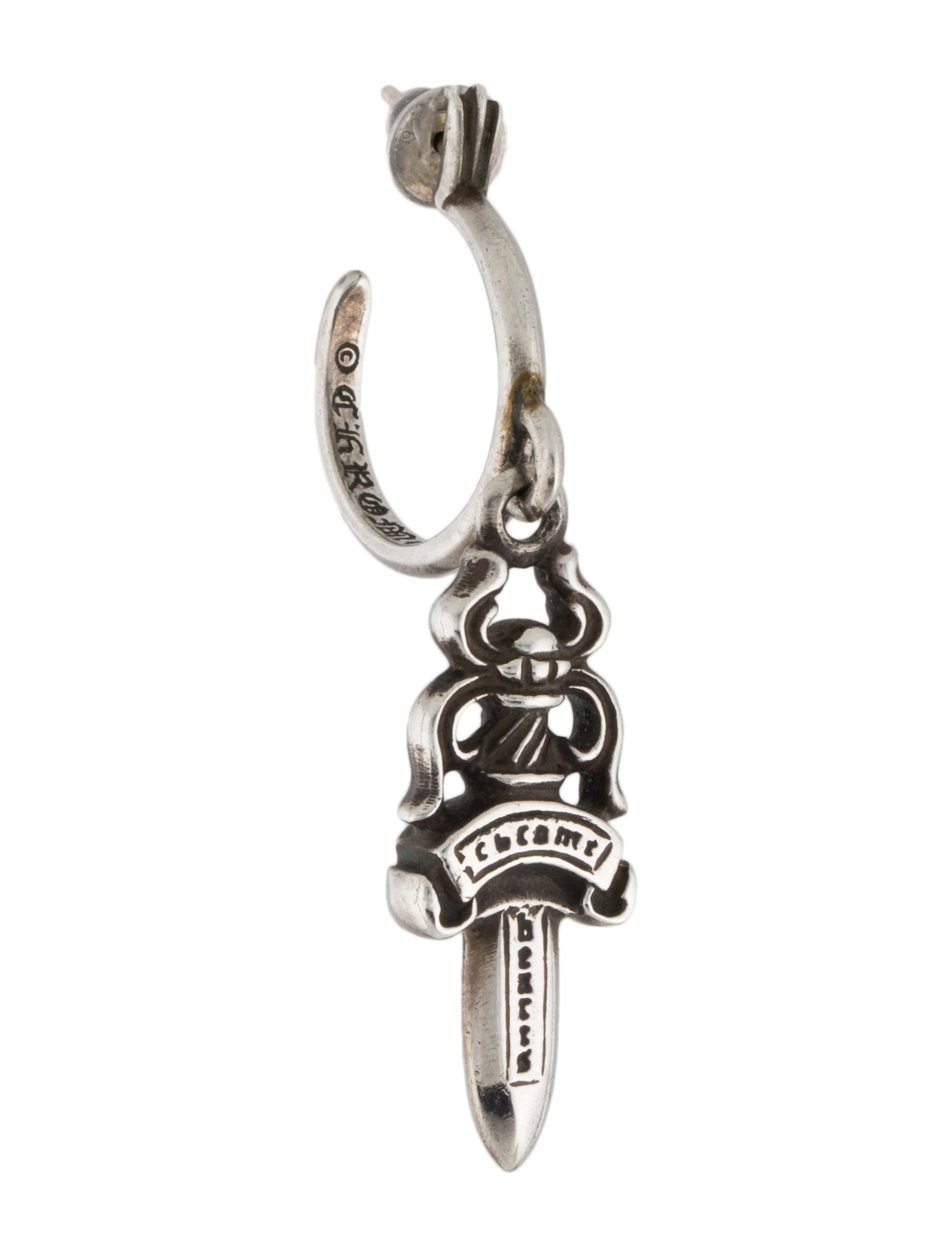 Chrome Hearts Dagger Hoop Single Drop Earring - Single Earring