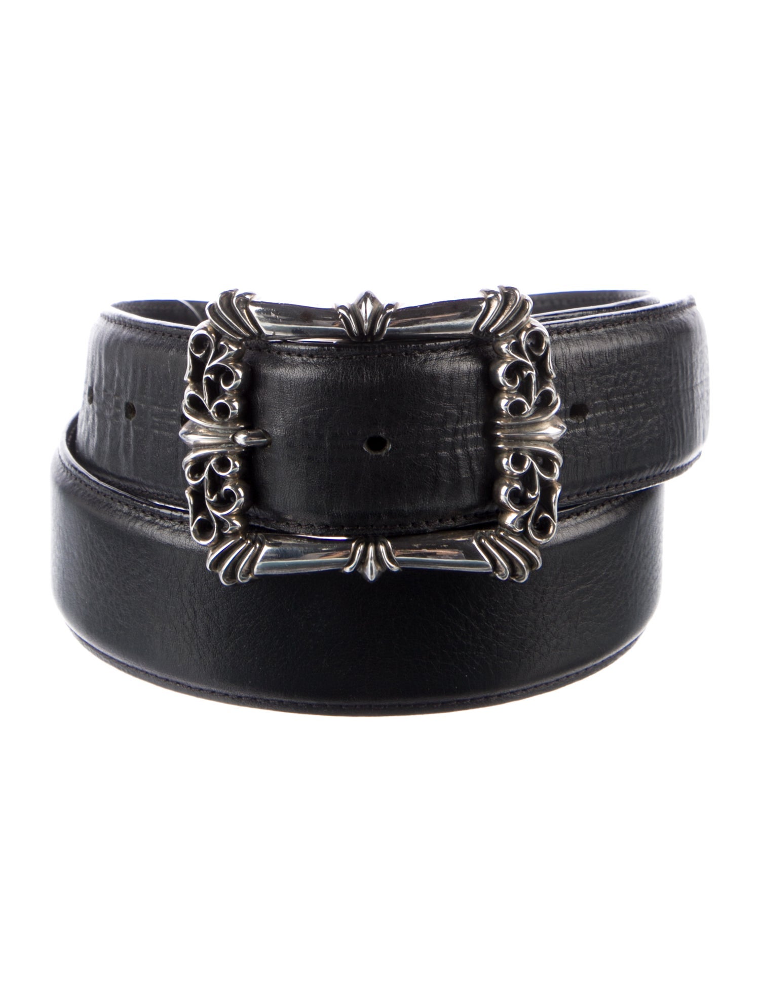 Chrome Hearts Filigree OTJ Leather Belt - Black Belts