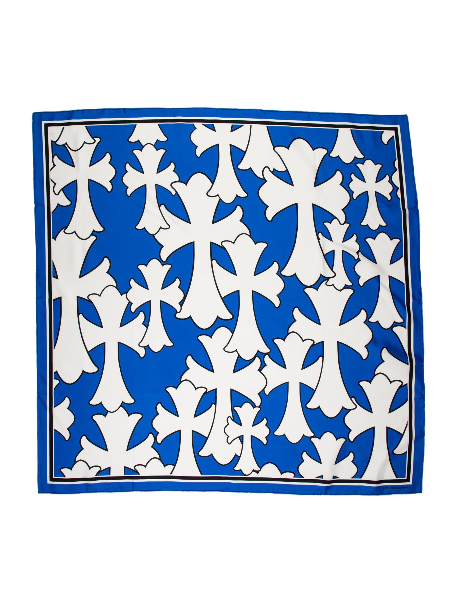 Chrome Hearts Cemetery Cross Silk Scarf - Blue Scarves and