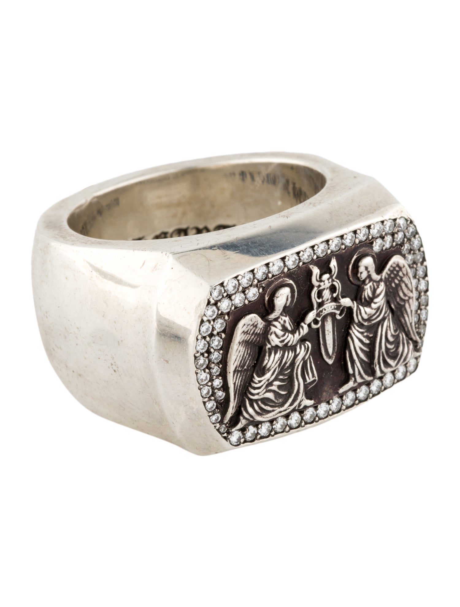 Chrome hearts PJ angels 指輪 Chrome Hearts Diamond Big PJ Angel Ring - Sterling Silver