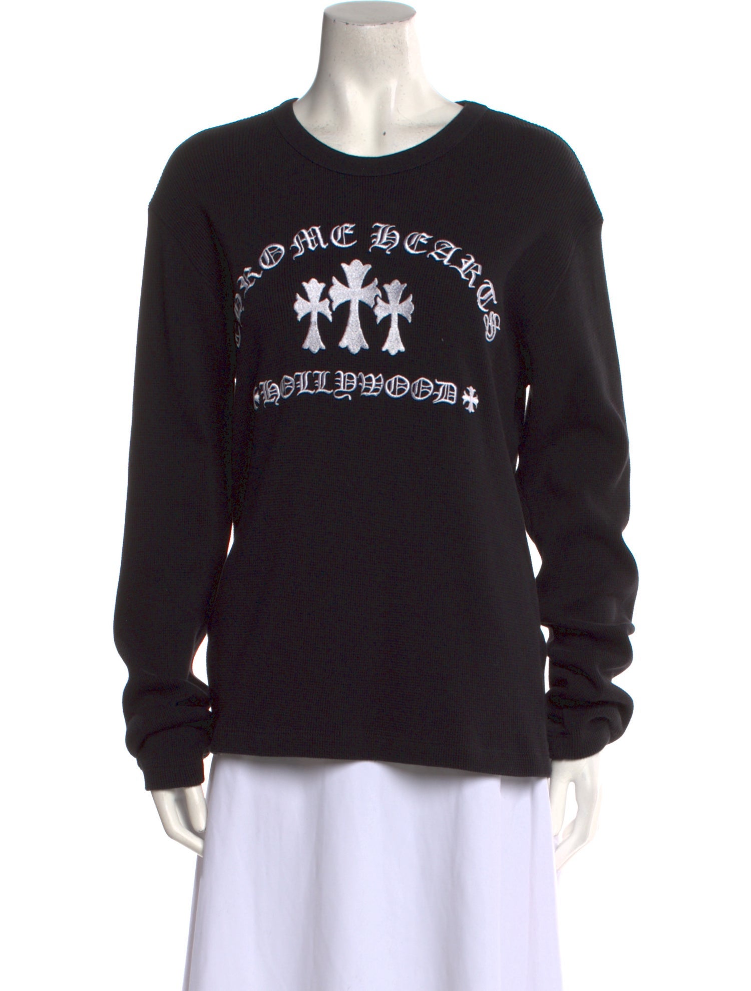 Chrome Hearts Triple Cross Thermal Graphic Print Sweatshirt