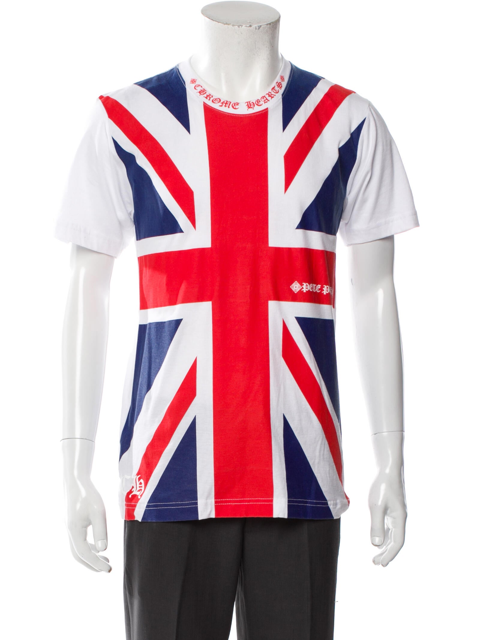希少/入手困難◆CHROME HEARTS◆UNION JACK TEE WHITE/RED/BLUE Chrome Hearts Union Jack Graphic Print T-Shirt - White T