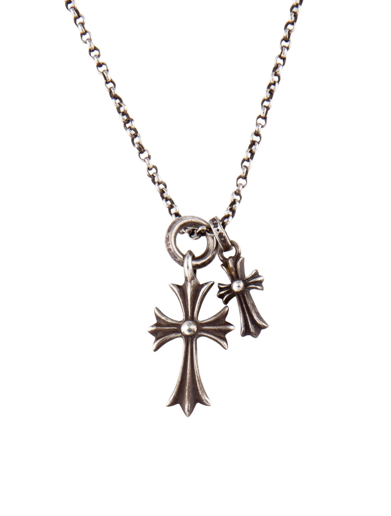 Chrome Hearts Double Maltese Cross Charm Pendant Necklace