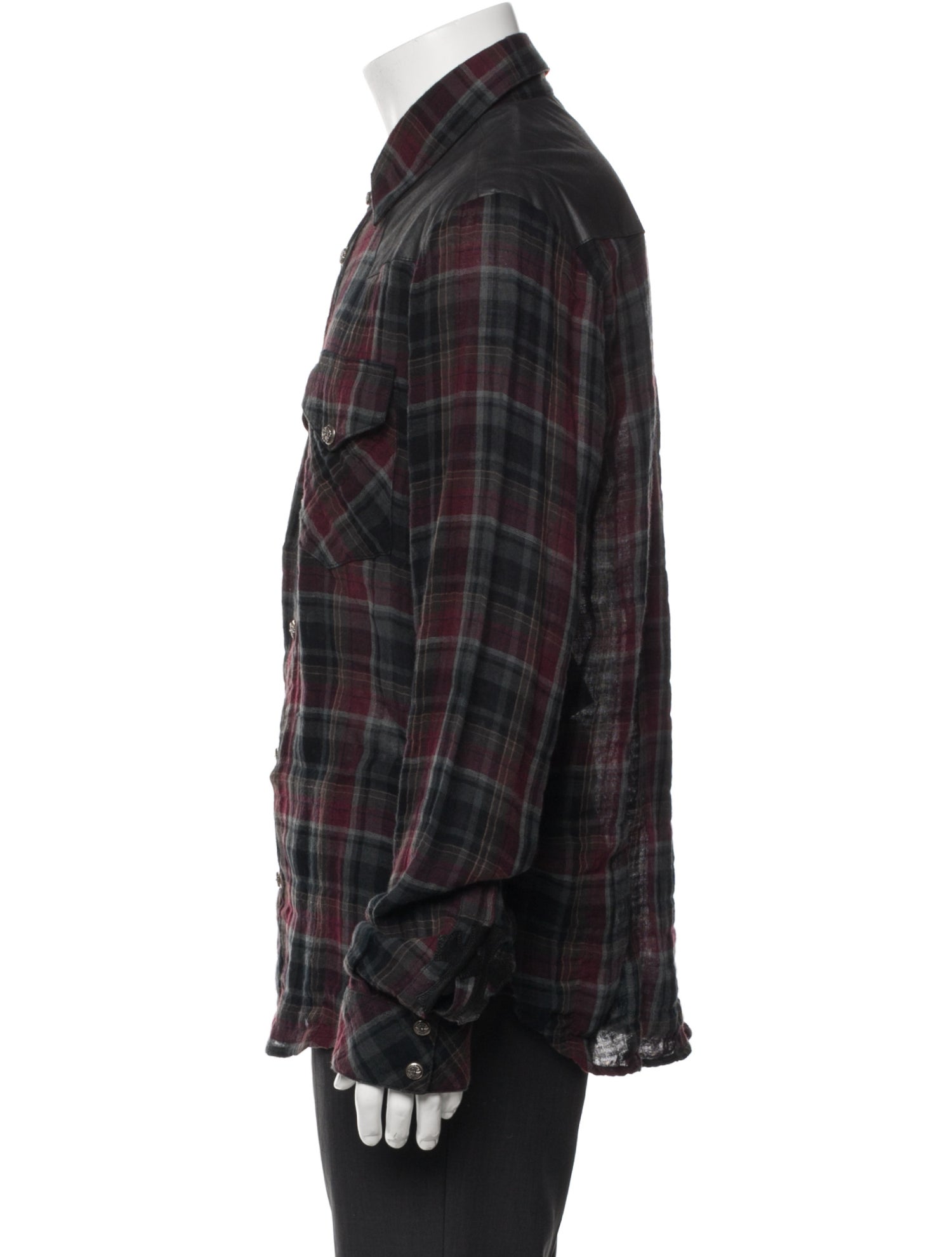 Chrome Hearts Plaid Print Long Sleeve Western Shirt