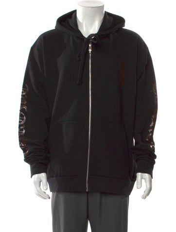 Chrome Hearts Sweatshirts & Hoodies Brown Glitter Graphic Print Hoodie M