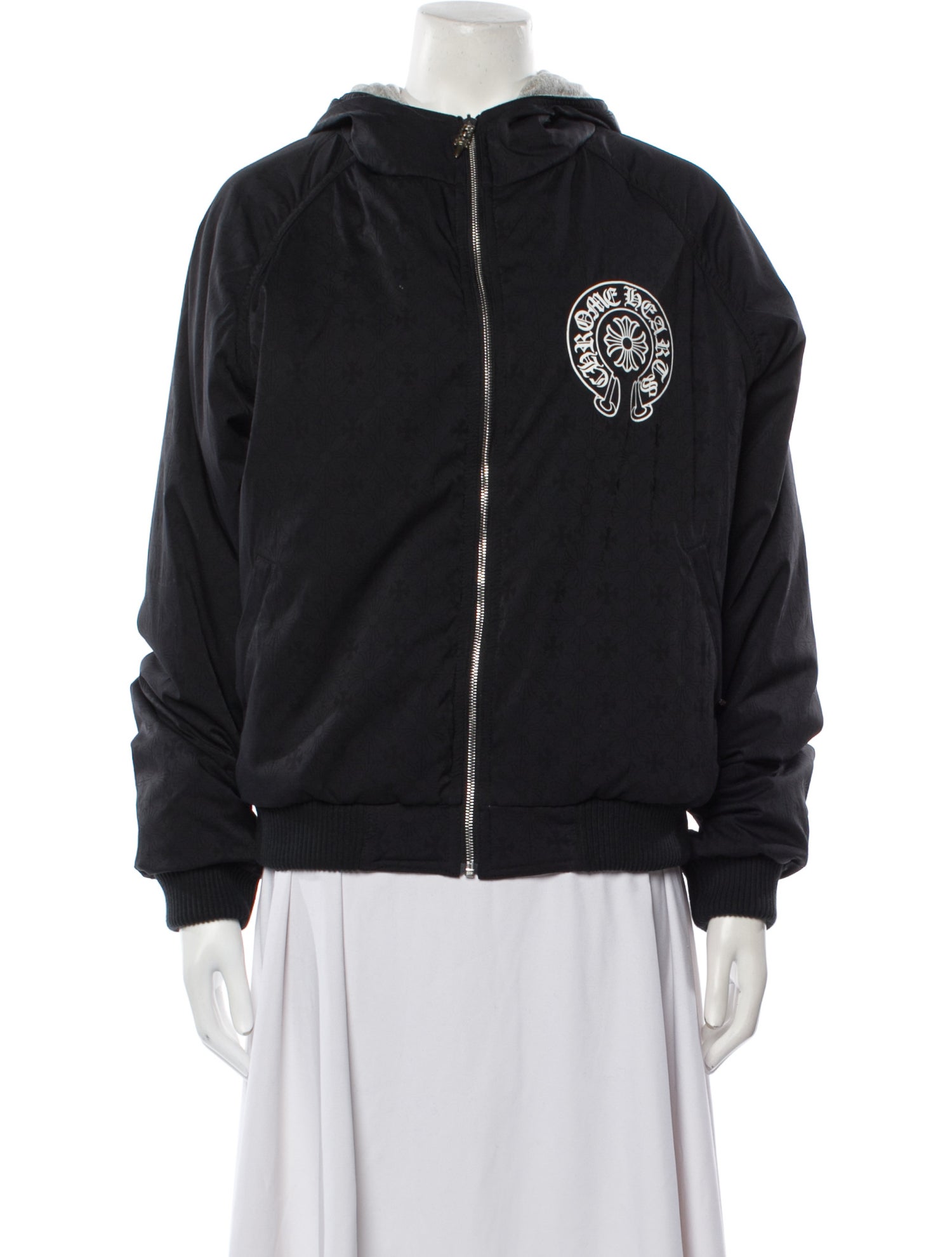 Chrome Hearts Plus Reversible Zip Graphic Print Bomber Jacket
