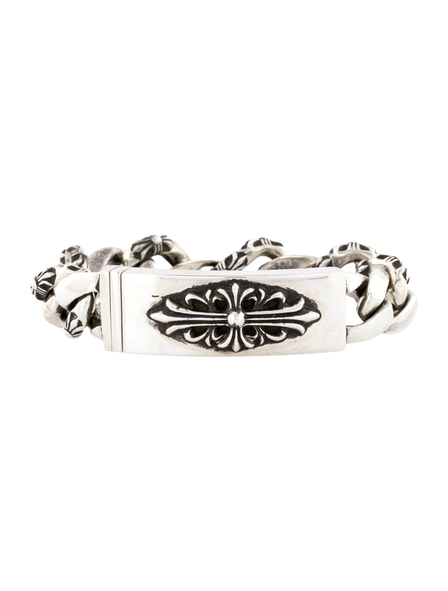 Chrome Hearts Floral Cross ID Link Bracelet
