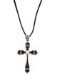 Chrome Hearts Large Spade Cross with Leather Cord Necklace