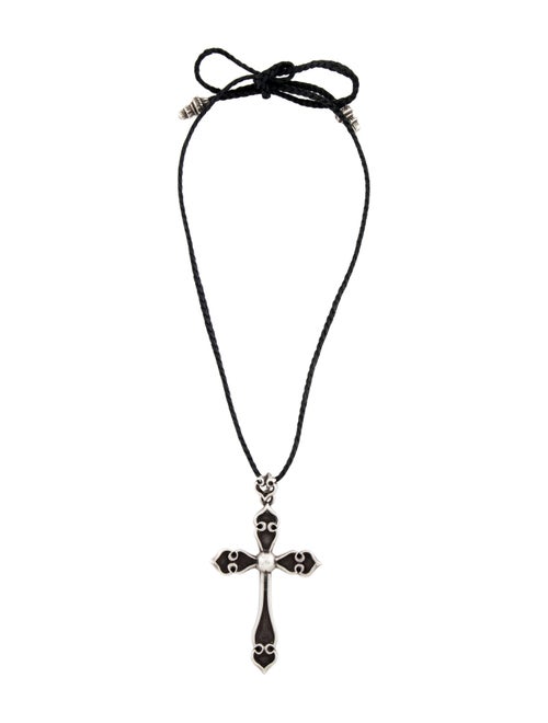 Chrome Hearts Large Spade Cross with Leather Cord Necklace