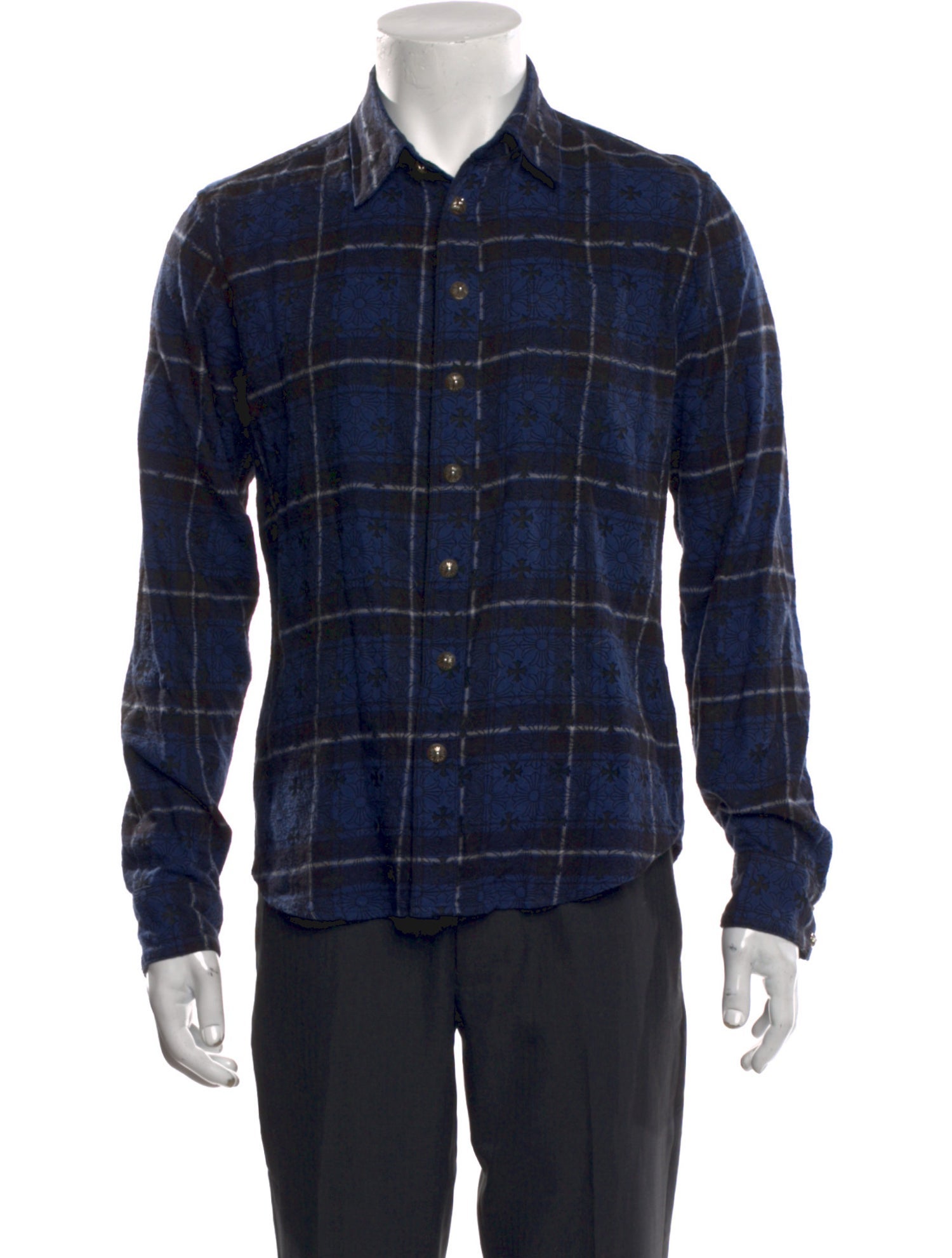 Chrome Hearts Plaid Print Long Sleeve Shirt