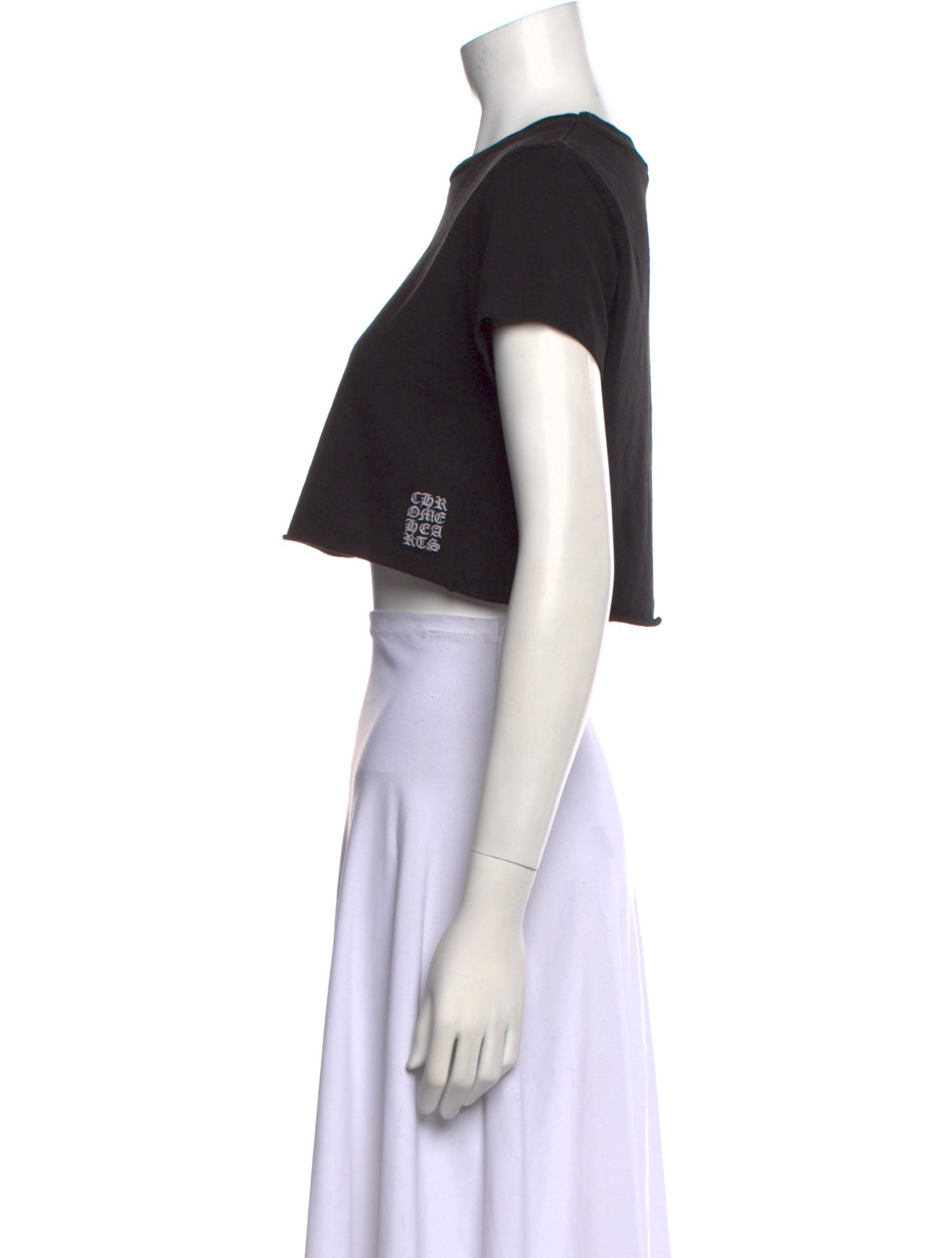 Chrome Hearts Embroidered Logo Crew Neck Crop Top