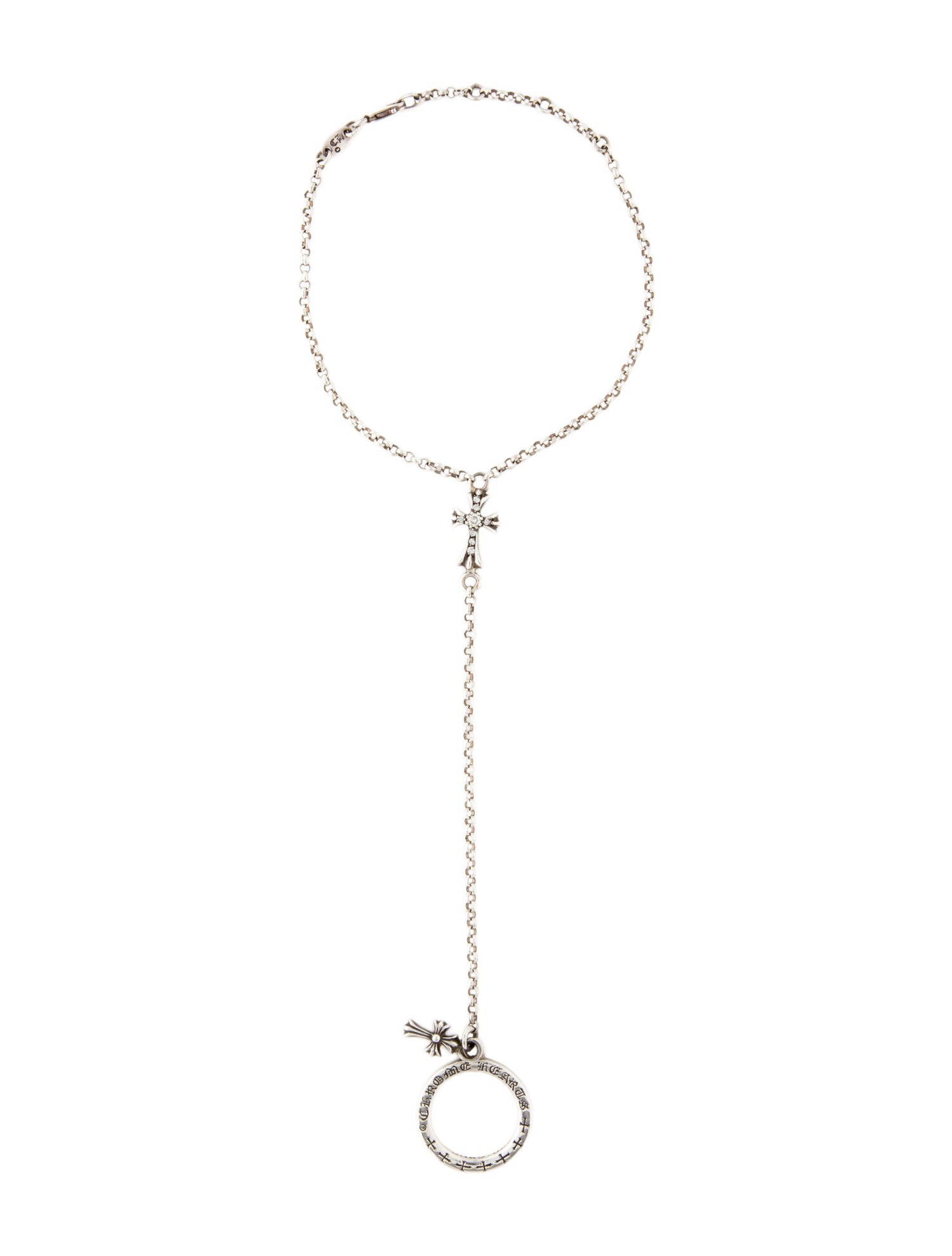 Chrome Hearts Diamond Cross Charm Hand Chain