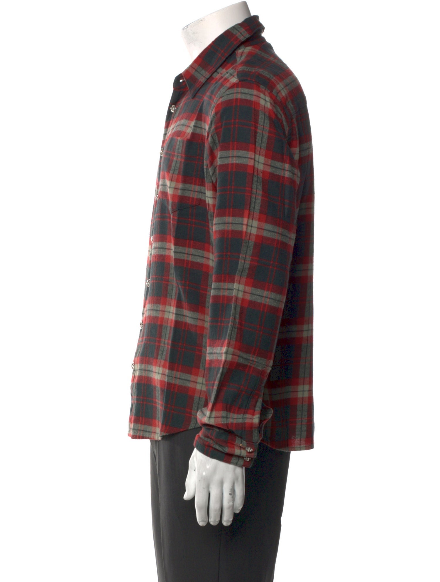 Chrome Hearts Plaid Print Long Sleeve Shirt