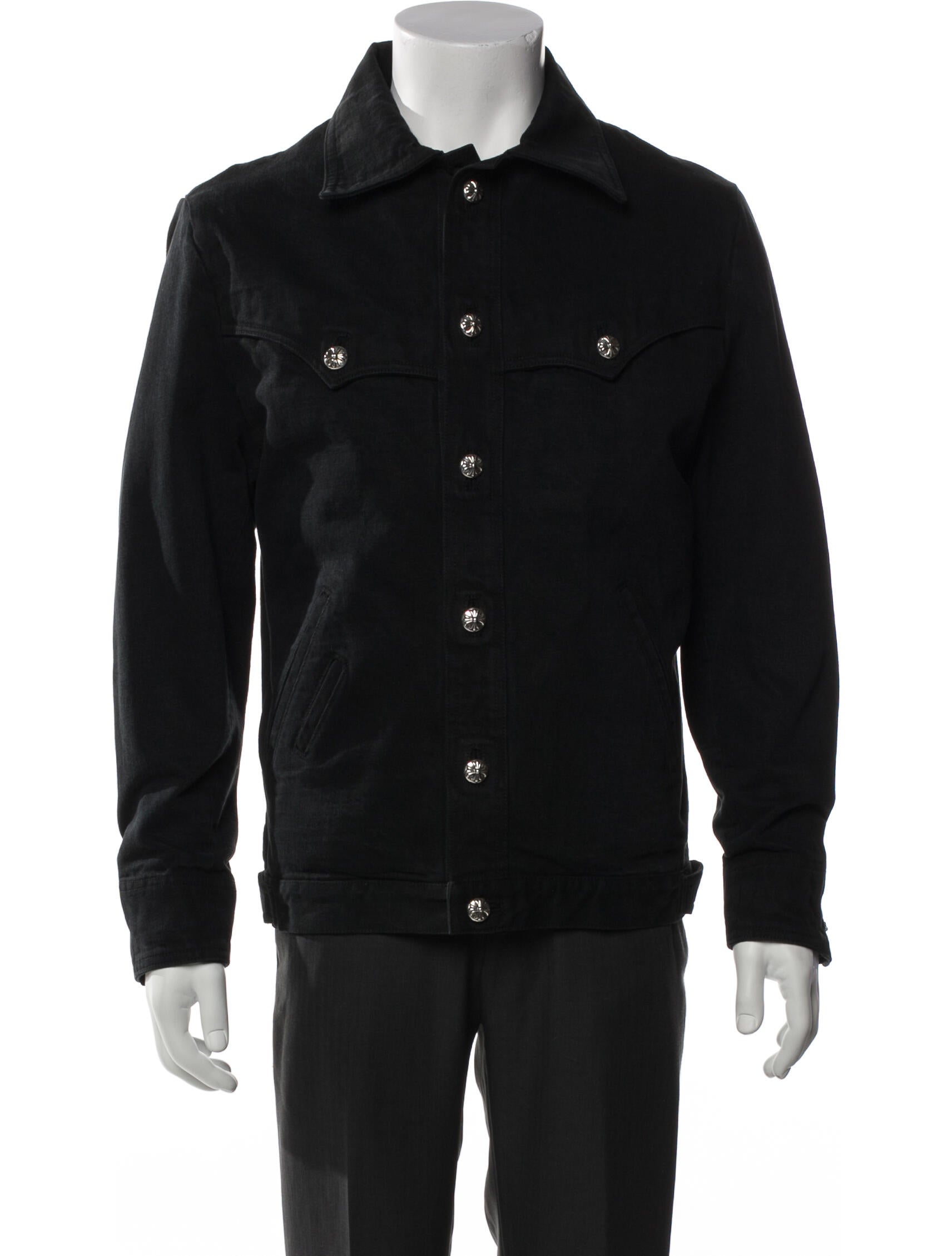 Chrome Hearts Floral Cross Patch Denim Trucker Jacket