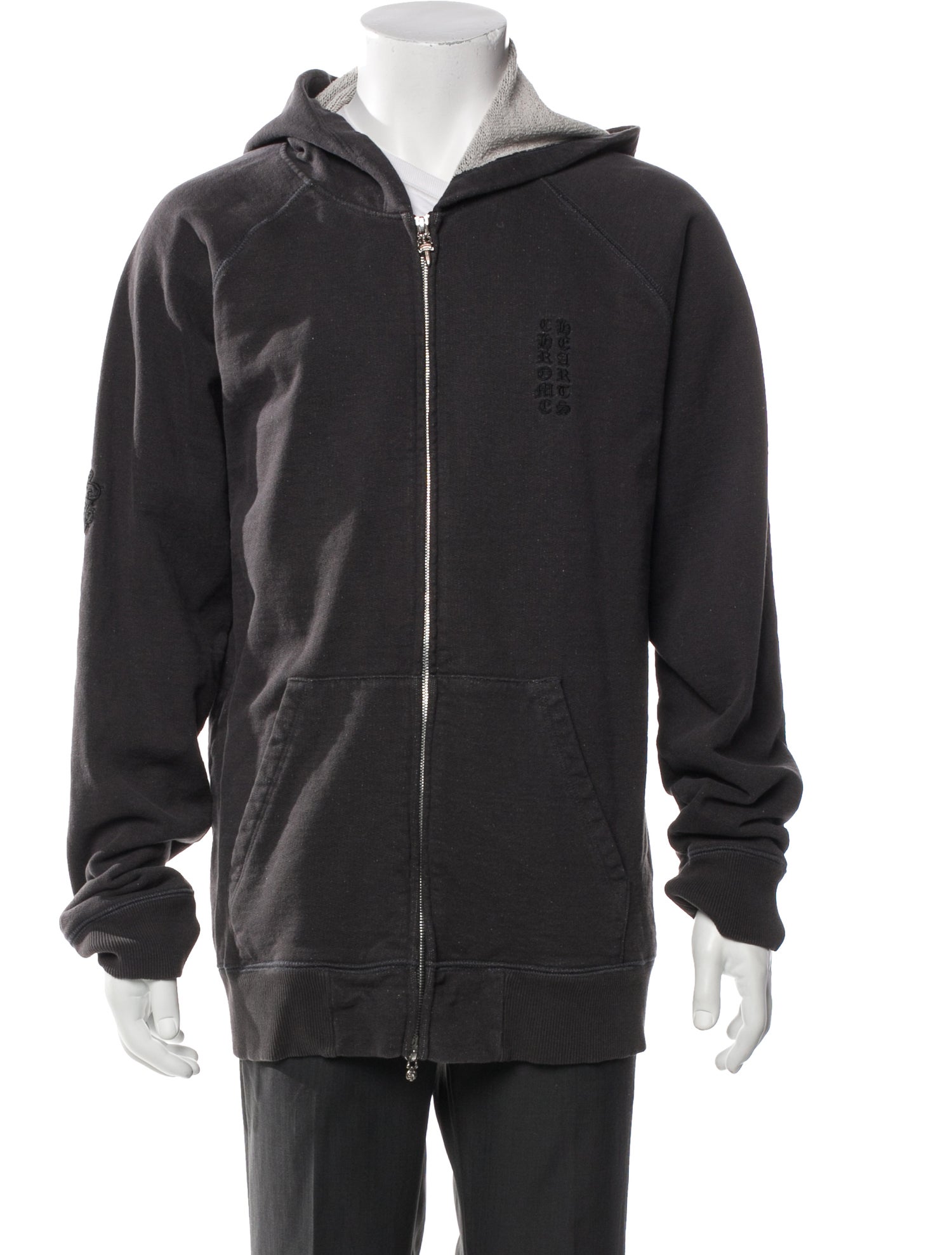 Chrome Hearts Vertical Script Logo V-Neck Hoodie