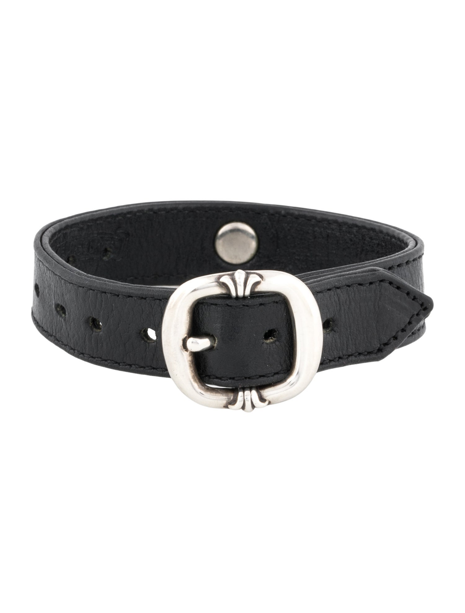 Chrome Hearts Leather Cross Stud Adjustable Buckle Bracelet