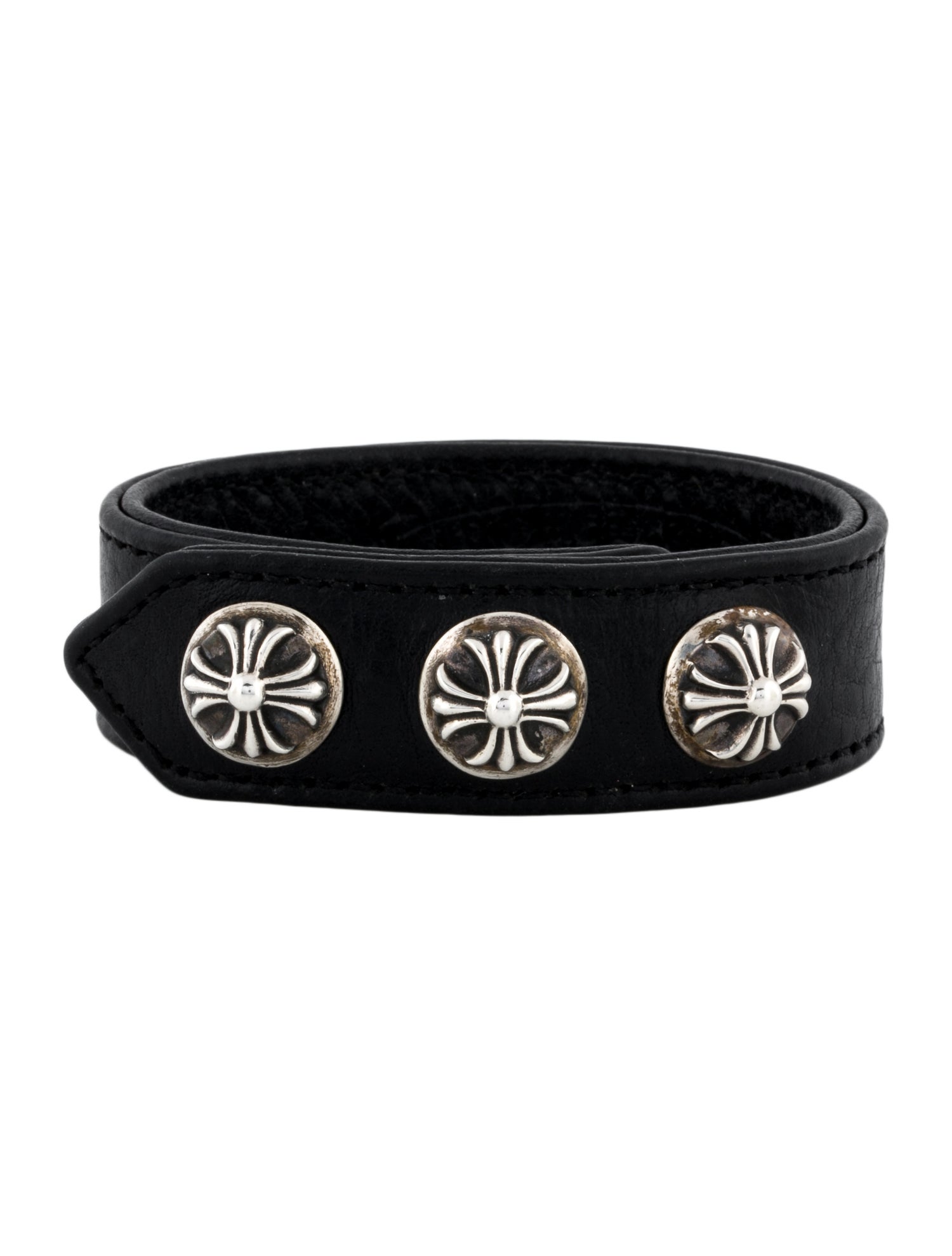 Chrome Hearts Leather Maltese Cross Wrap Bracelet