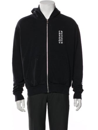 Chrome Hearts Vertical Logo Zip Graphic Print Hoodie