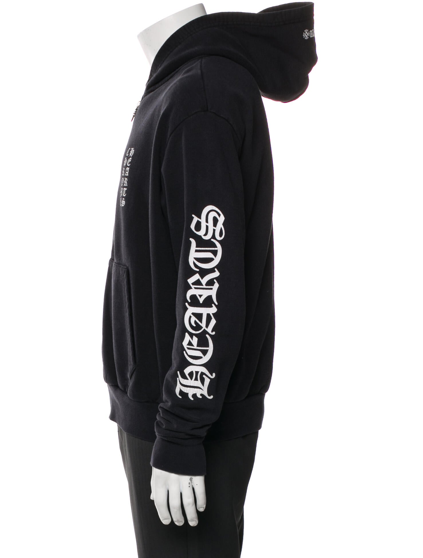 Chrome Hearts Vertical Logo Zip Graphic Print Hoodie