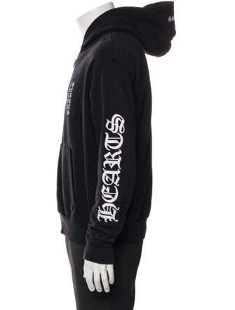 Chrome Hearts Vertical Logo Zip Graphic Print Hoodie