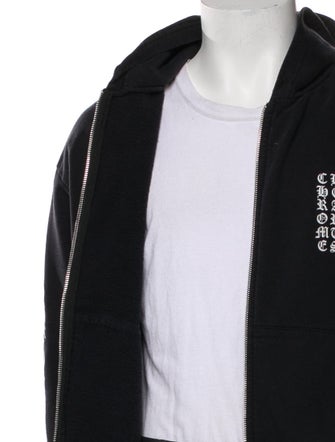 Chrome Hearts Vertical Logo Zip Graphic Print Hoodie
