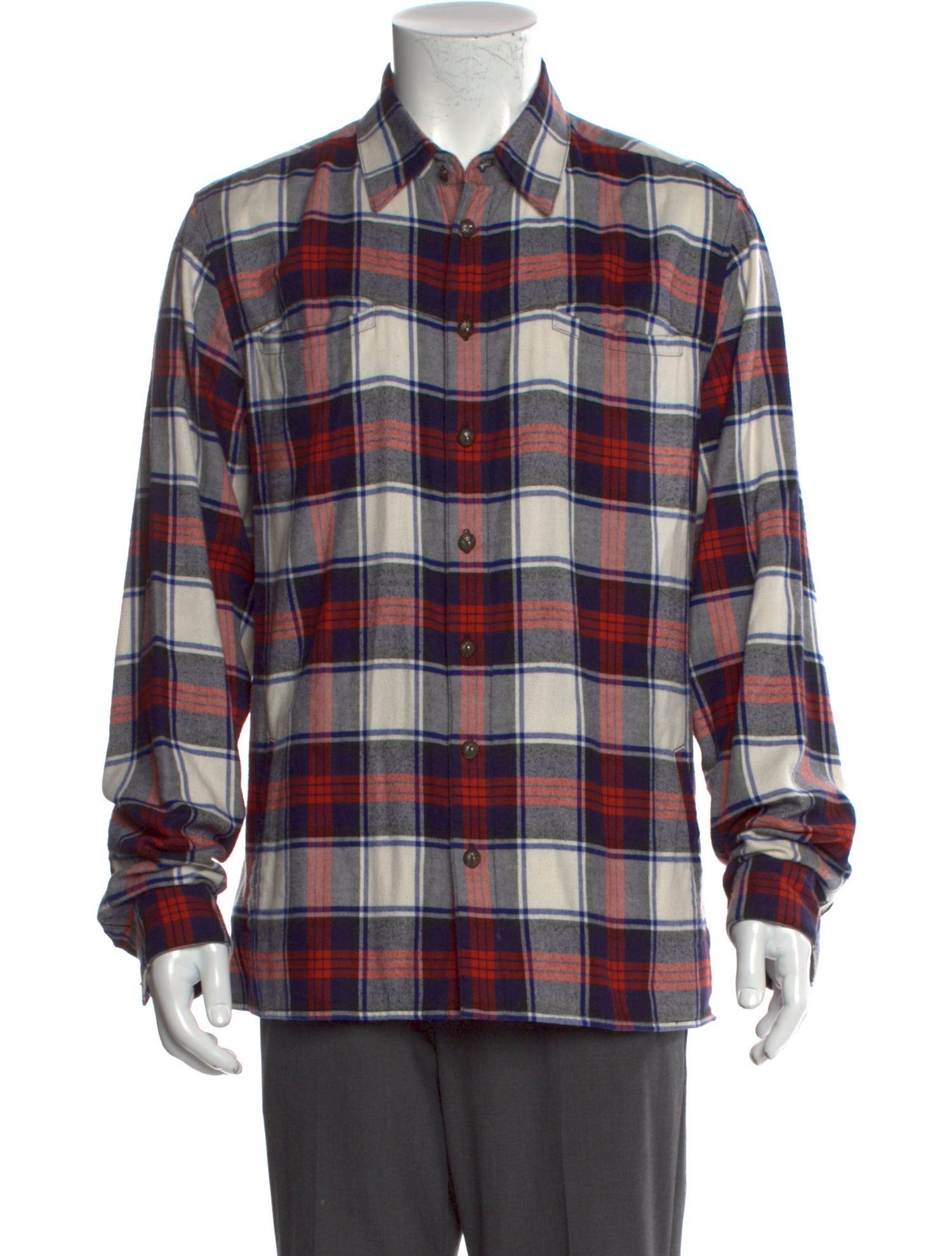 Chrome Hearts Plaid Print Long Sleeve Shirt