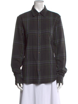 Chrome Hearts Plaid Print Long Sleeve Button-Up Top