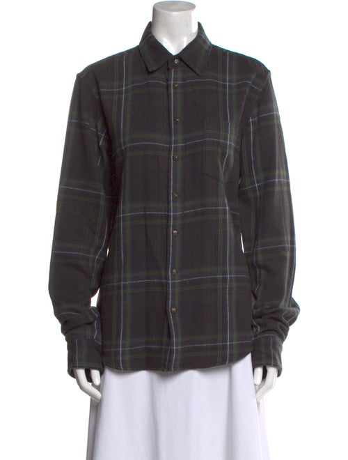 Chrome Hearts Plaid Print Long Sleeve Button-Up Top