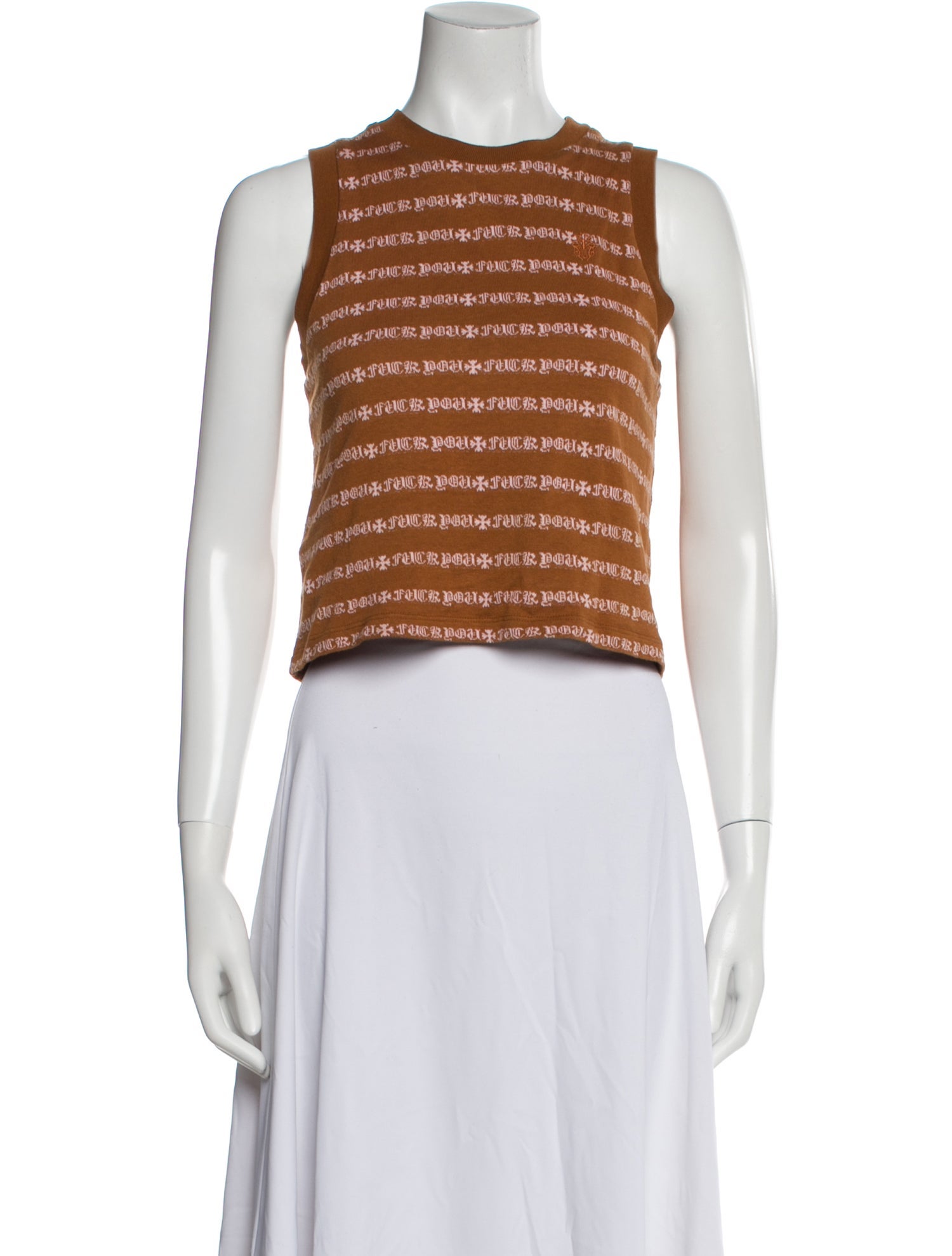 Chrome Hearts Patterned Crew Neck Crop Top