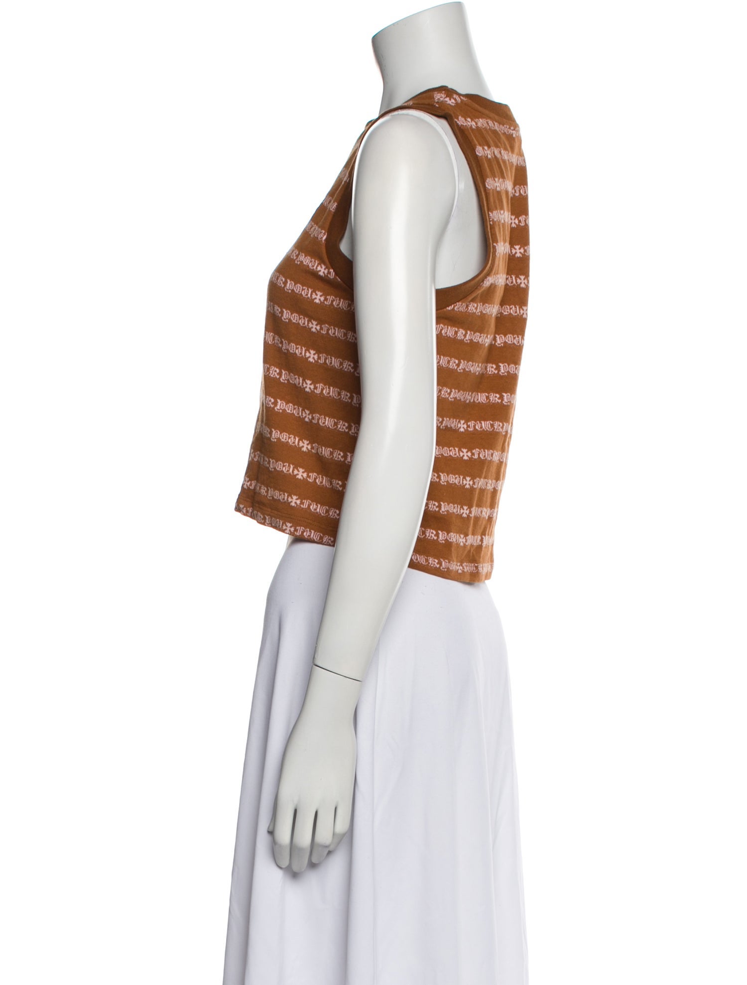 Chrome Hearts Patterned Crew Neck Crop Top