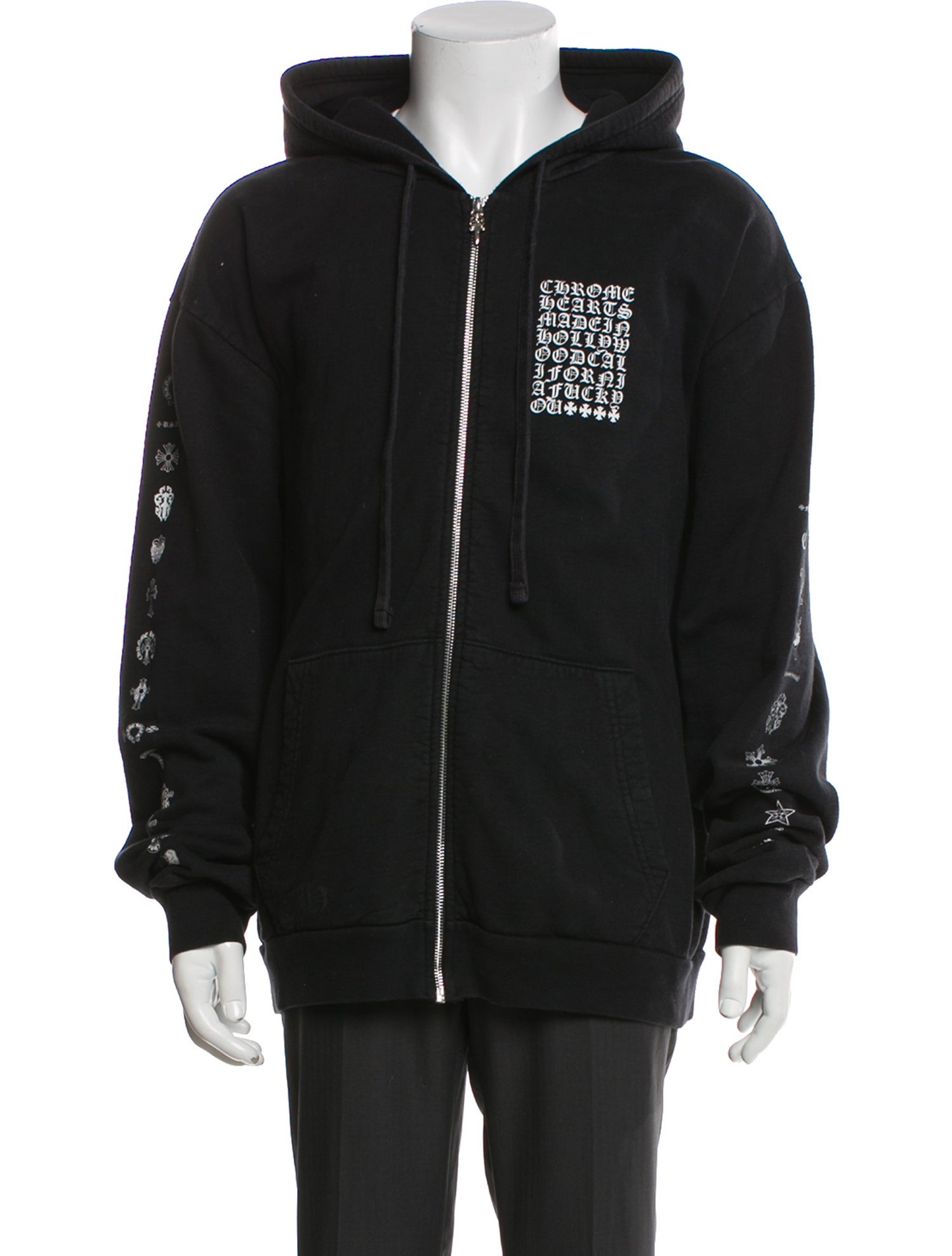 Chrome Hearts Graphic Print V-Neck Hoodie