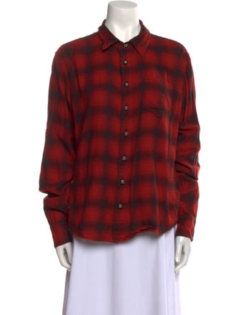 Chrome Hearts Plaid Plaid Print Button-Up Top