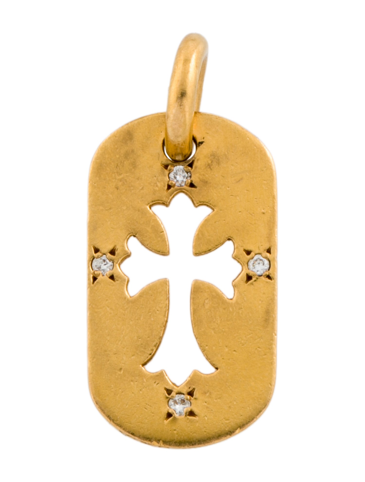 Chrome Hearts 22K Diamond Cross Cutout Dog Tag Pendant