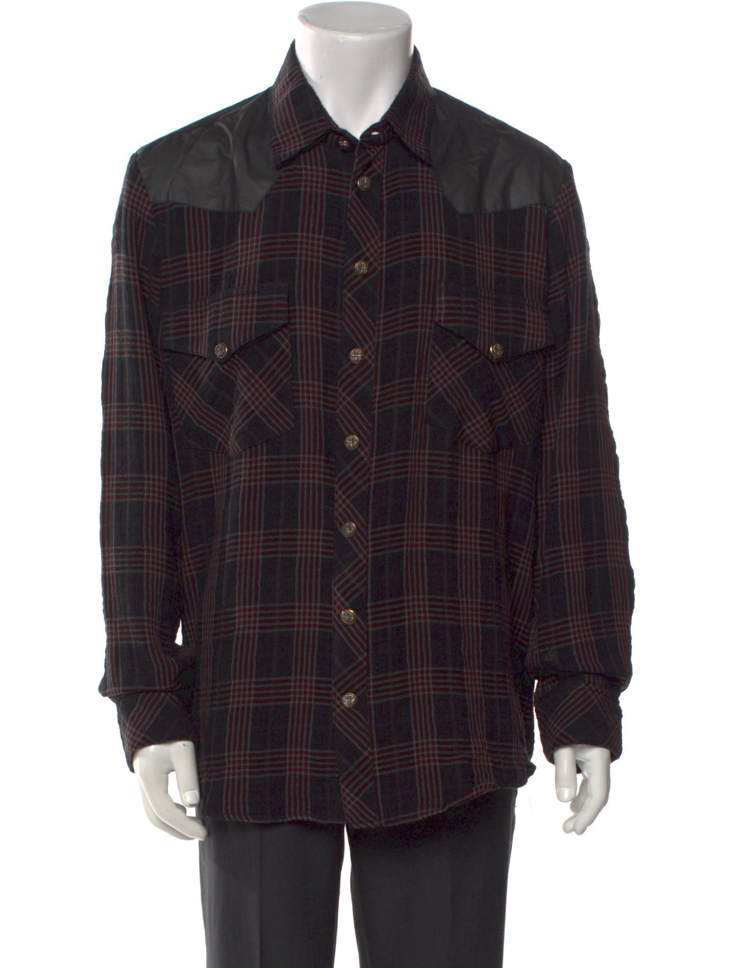 Chrome Hearts Plaid Western Plaid Print Dress Shirt
