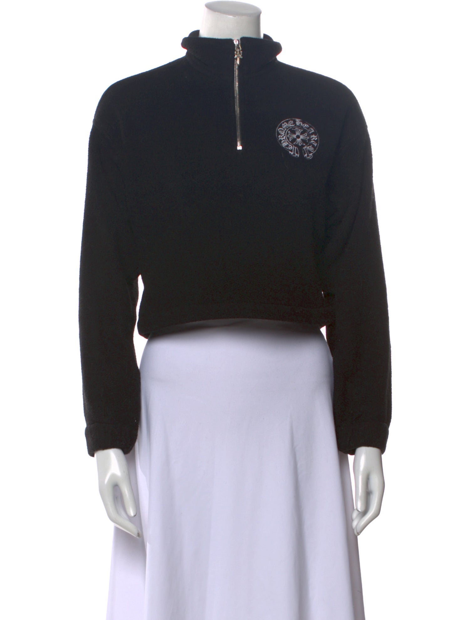 Chrome Hearts Cropped Quarter Zip Mock Neck Sweater