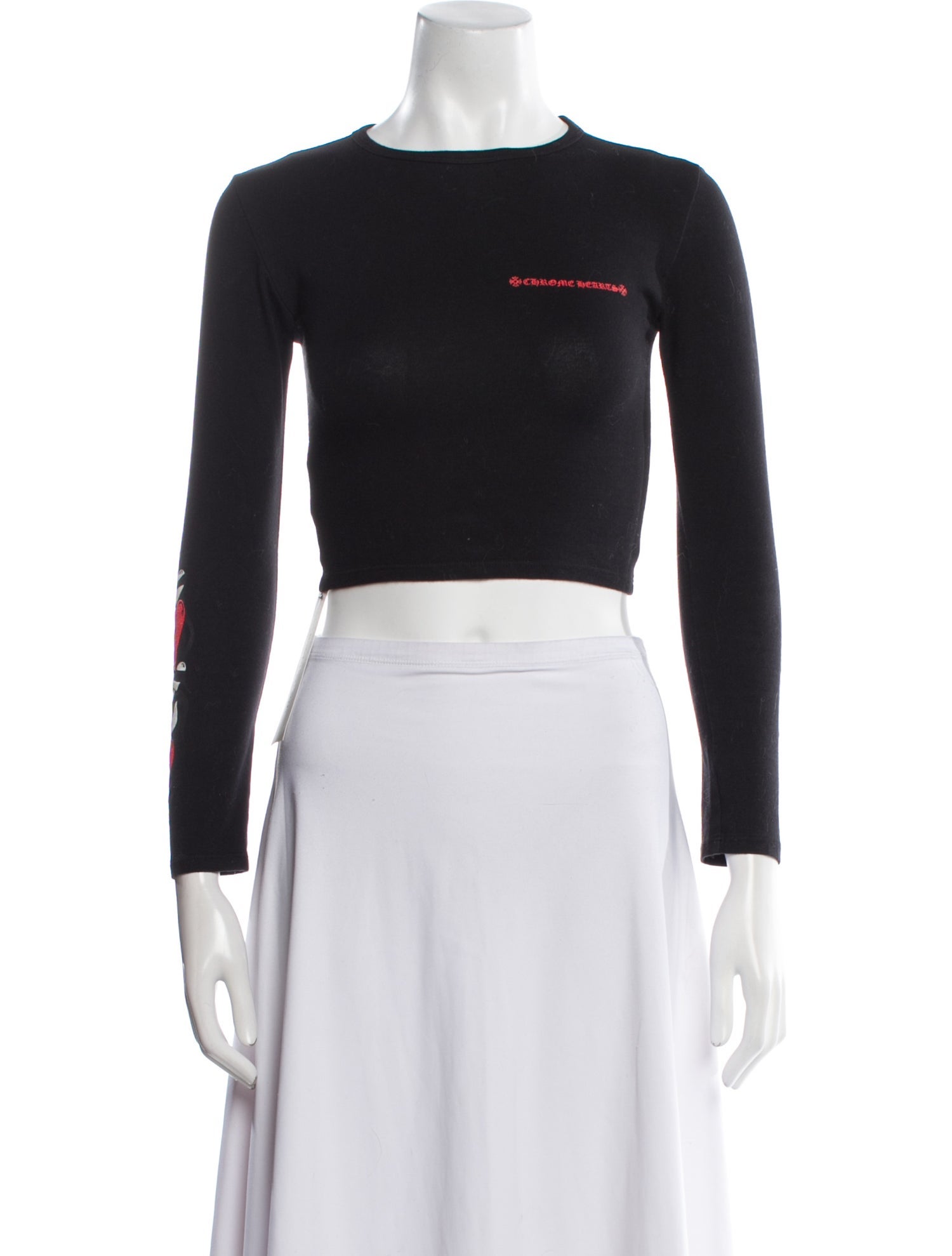 Chrome Hearts Crew Neck Long Sleeve Crop Top